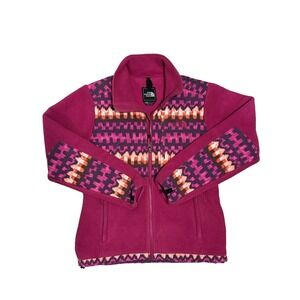 The North Face Women's Pink Aztec Tribal Full‎ Zip Denali Jacket Size M Polartec